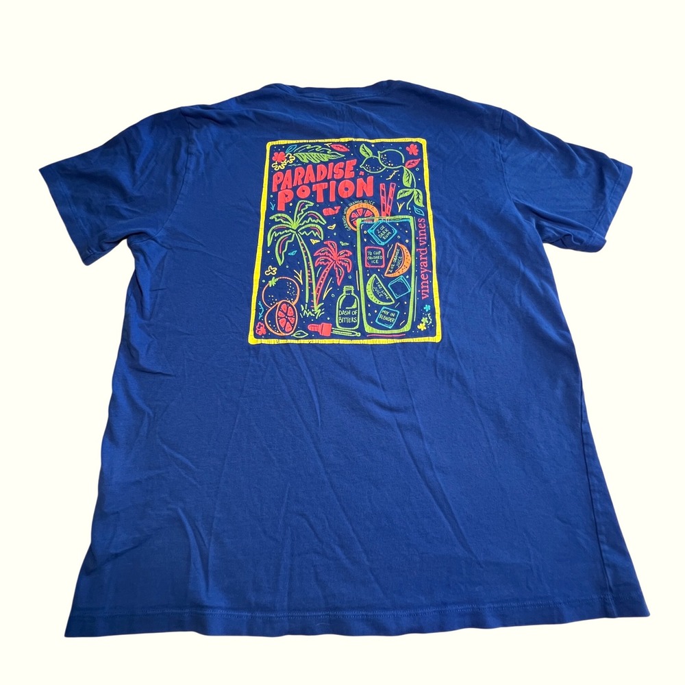Vineyard Vines Paradise Potion Graphic T Shirt Golf Blue Size S Coastal Tropical - Picture 2 of 7